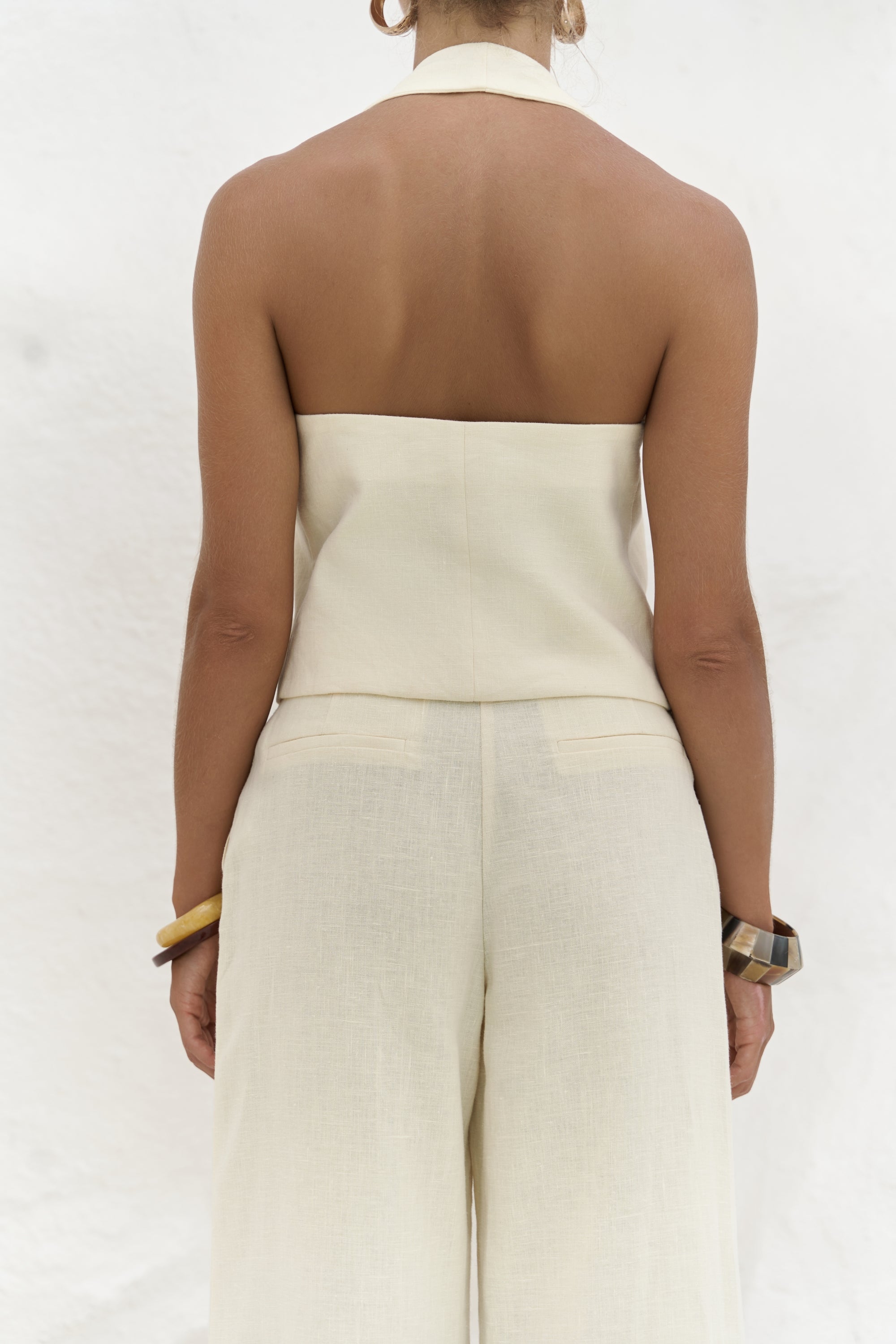 Mila Open-Back Linen Set - Anthracite