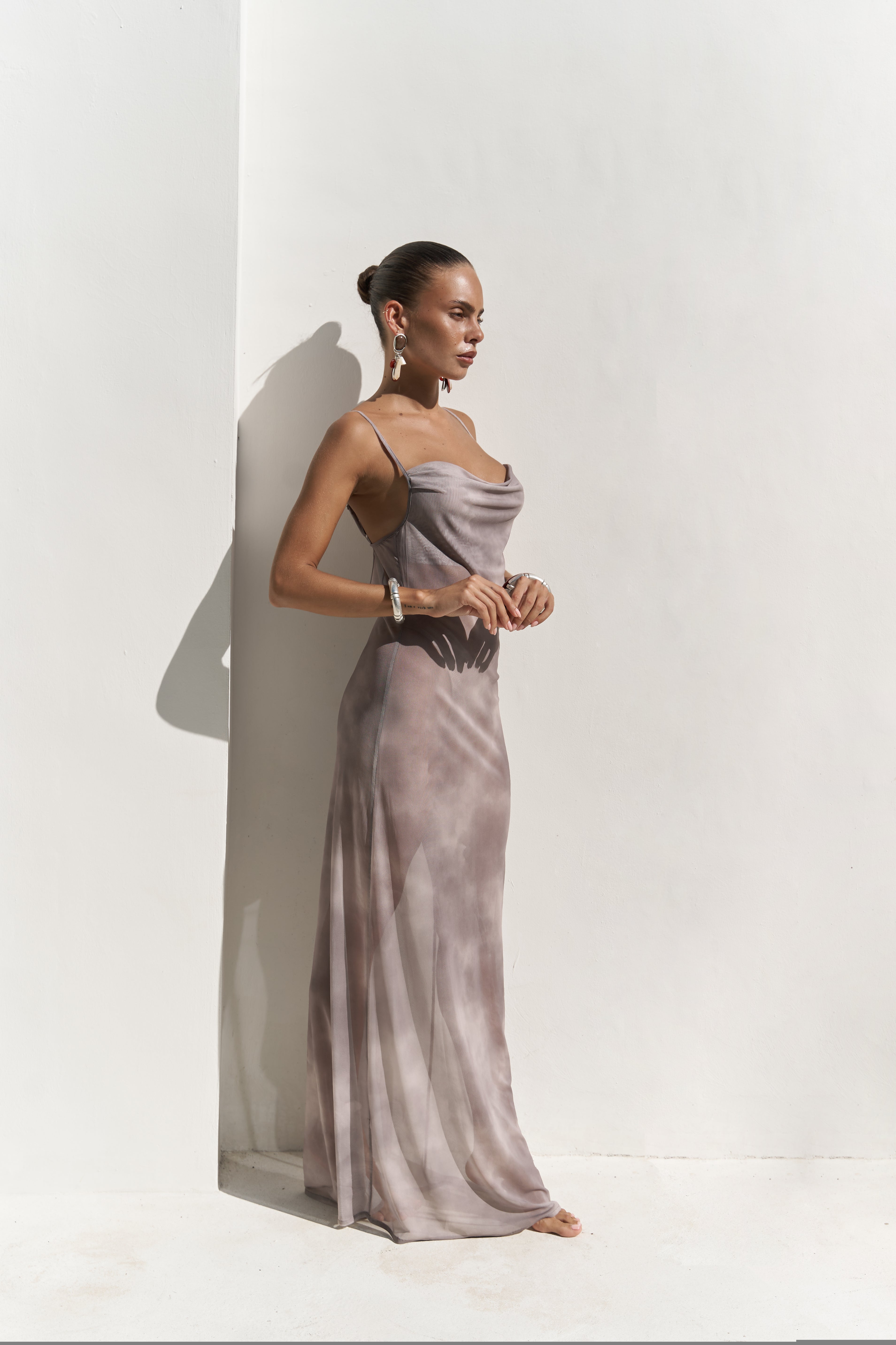 Celeste Sheer Tulle Dress – Smoke