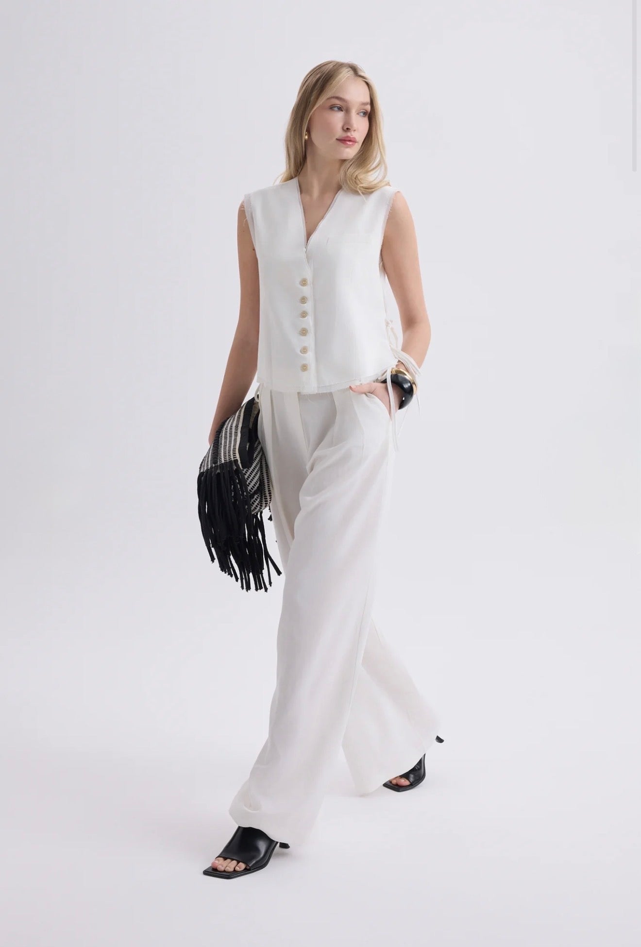Tie-Front Vest & Wide-Leg Pant Set