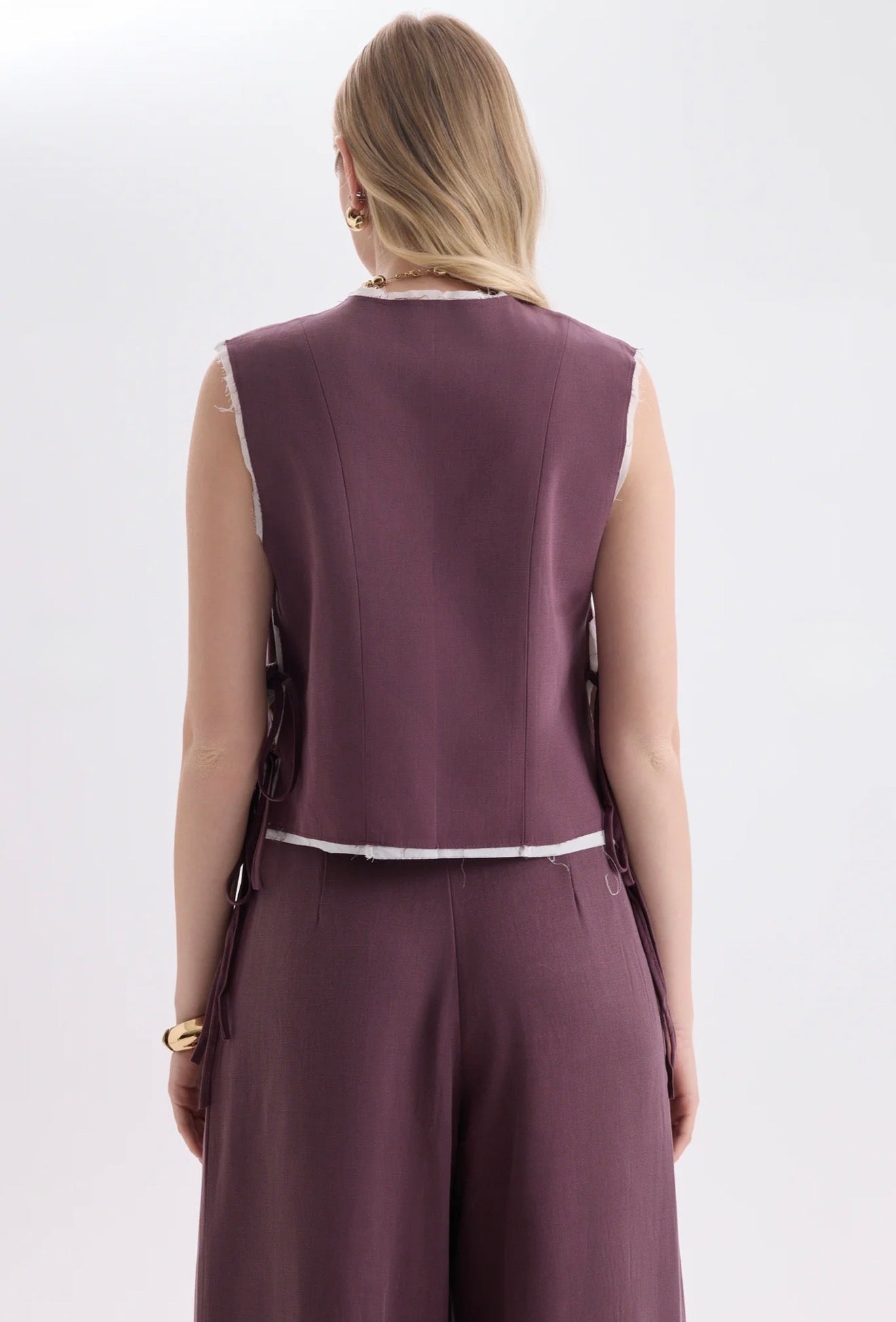 Tie-Front Vest & Wide-Leg Pant Set