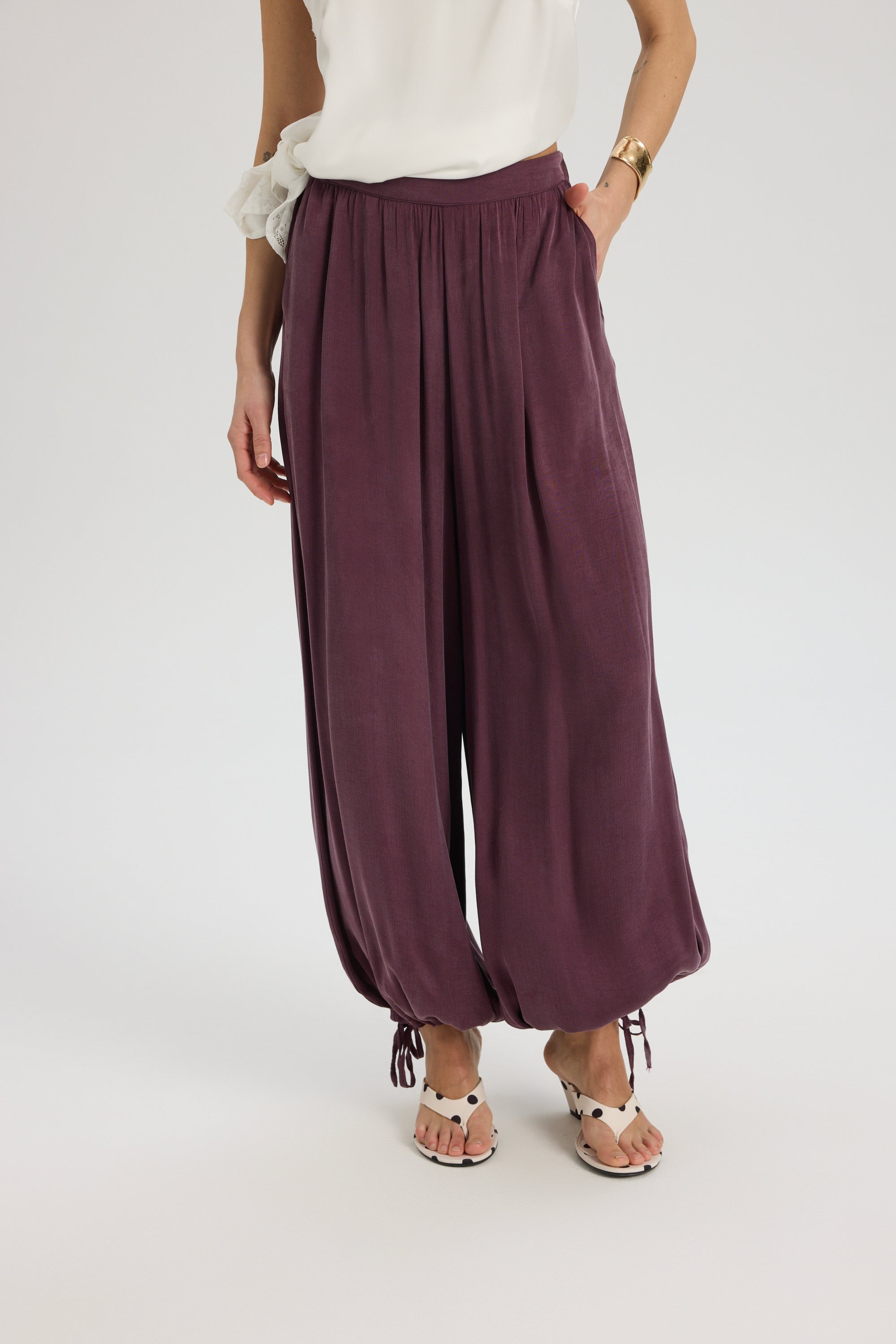 Draped Drawstring Trousers