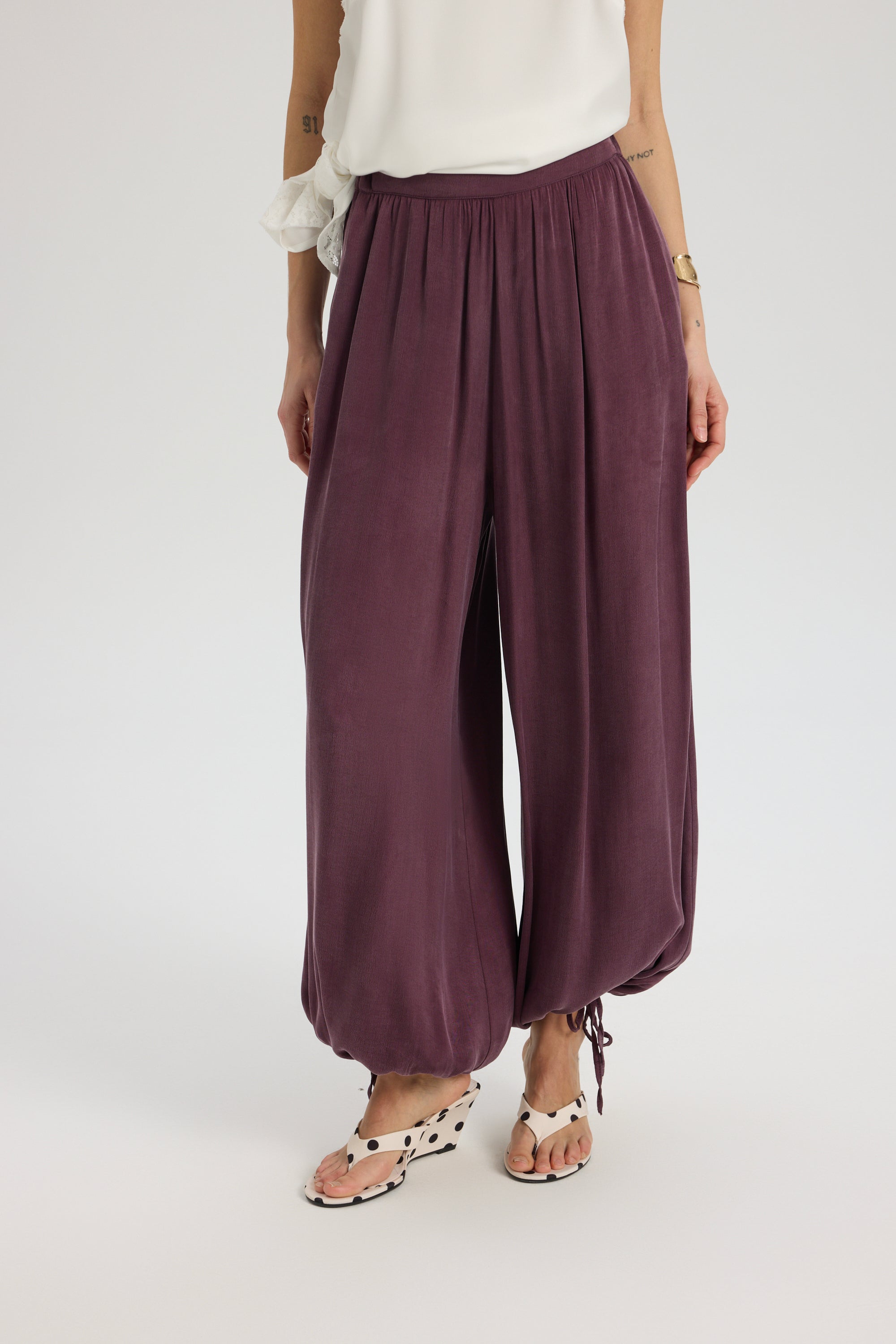 Draped Drawstring Trousers