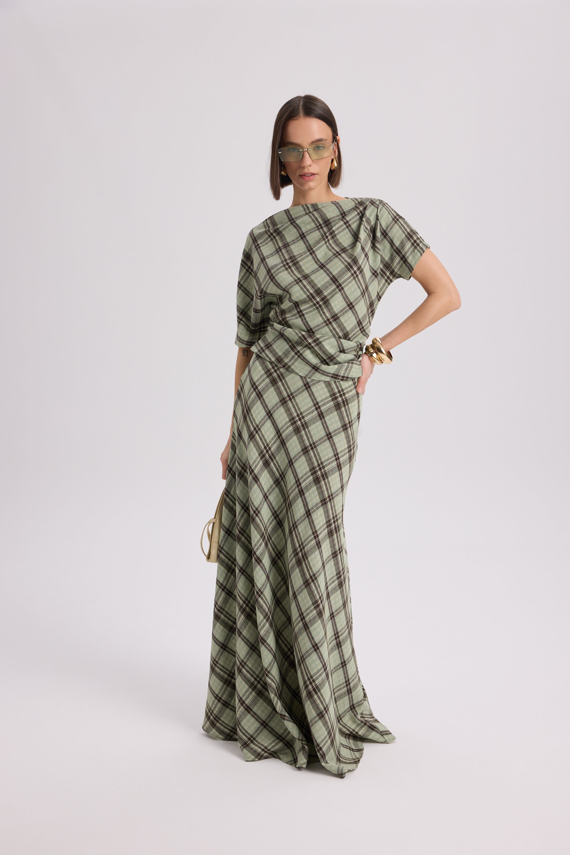 PETUNIA PLAID DRAPED SET