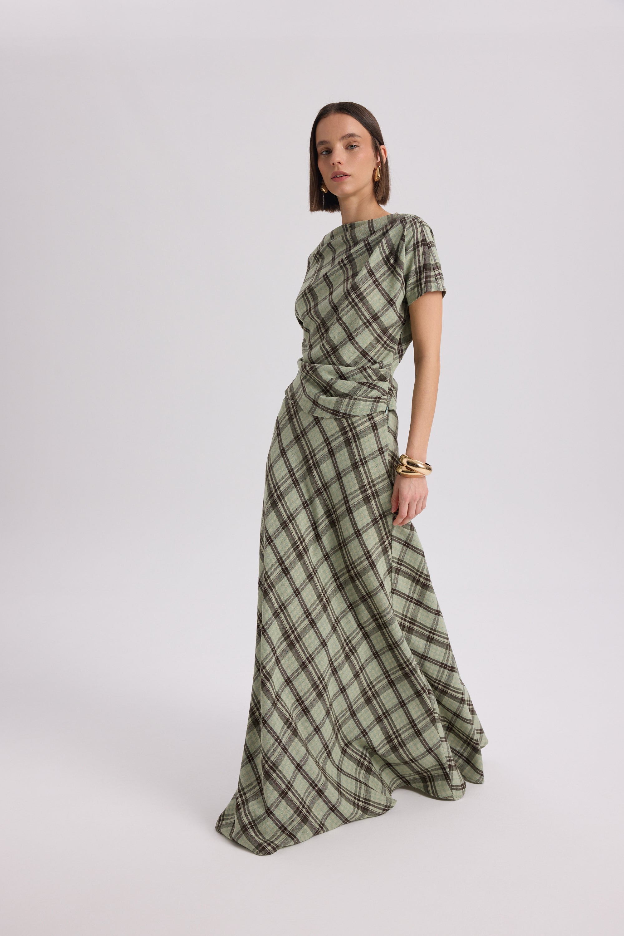 PETUNIA PLAID DRAPED SET