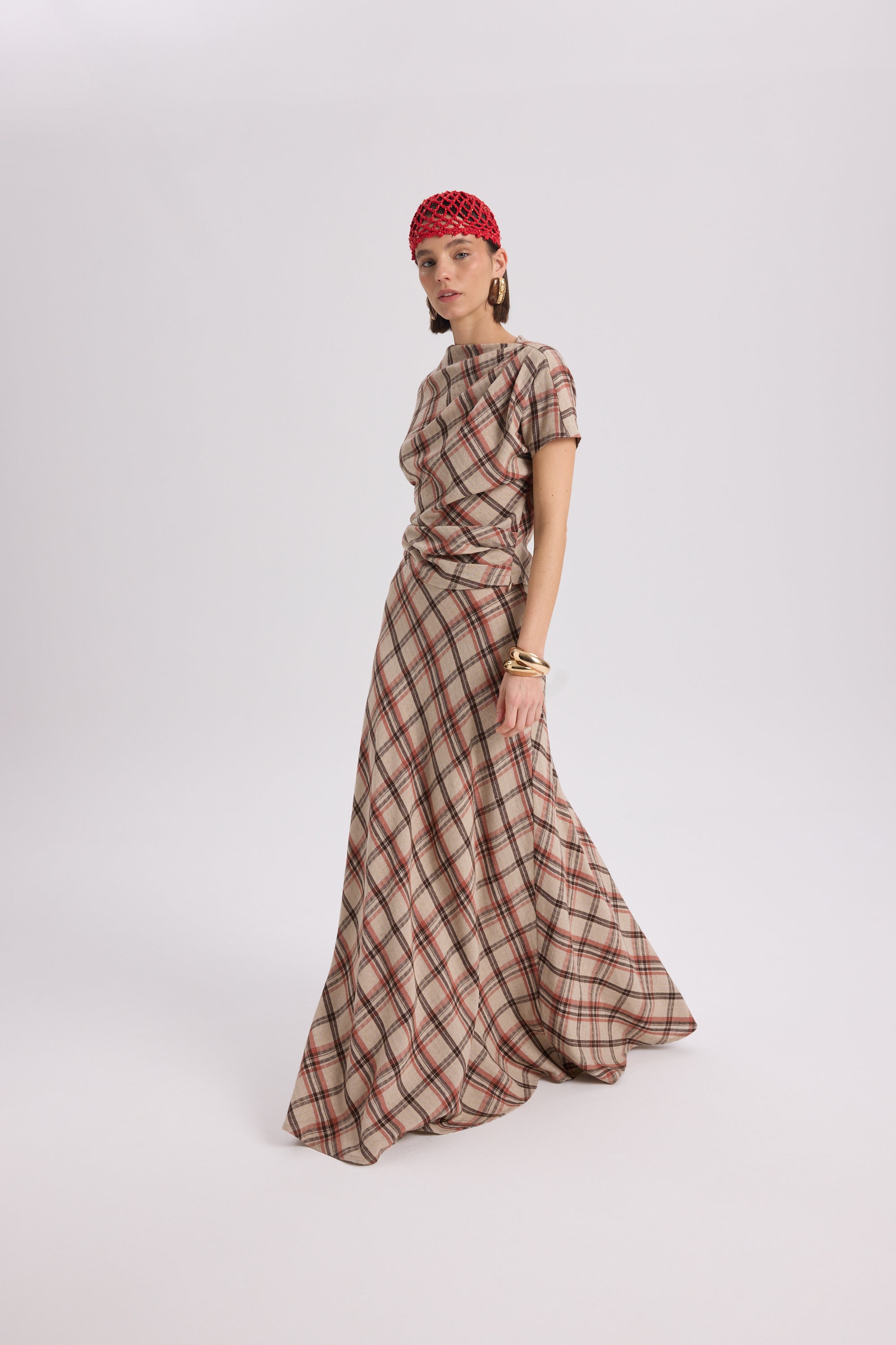 PETUNIA PLAID DRAPED SET