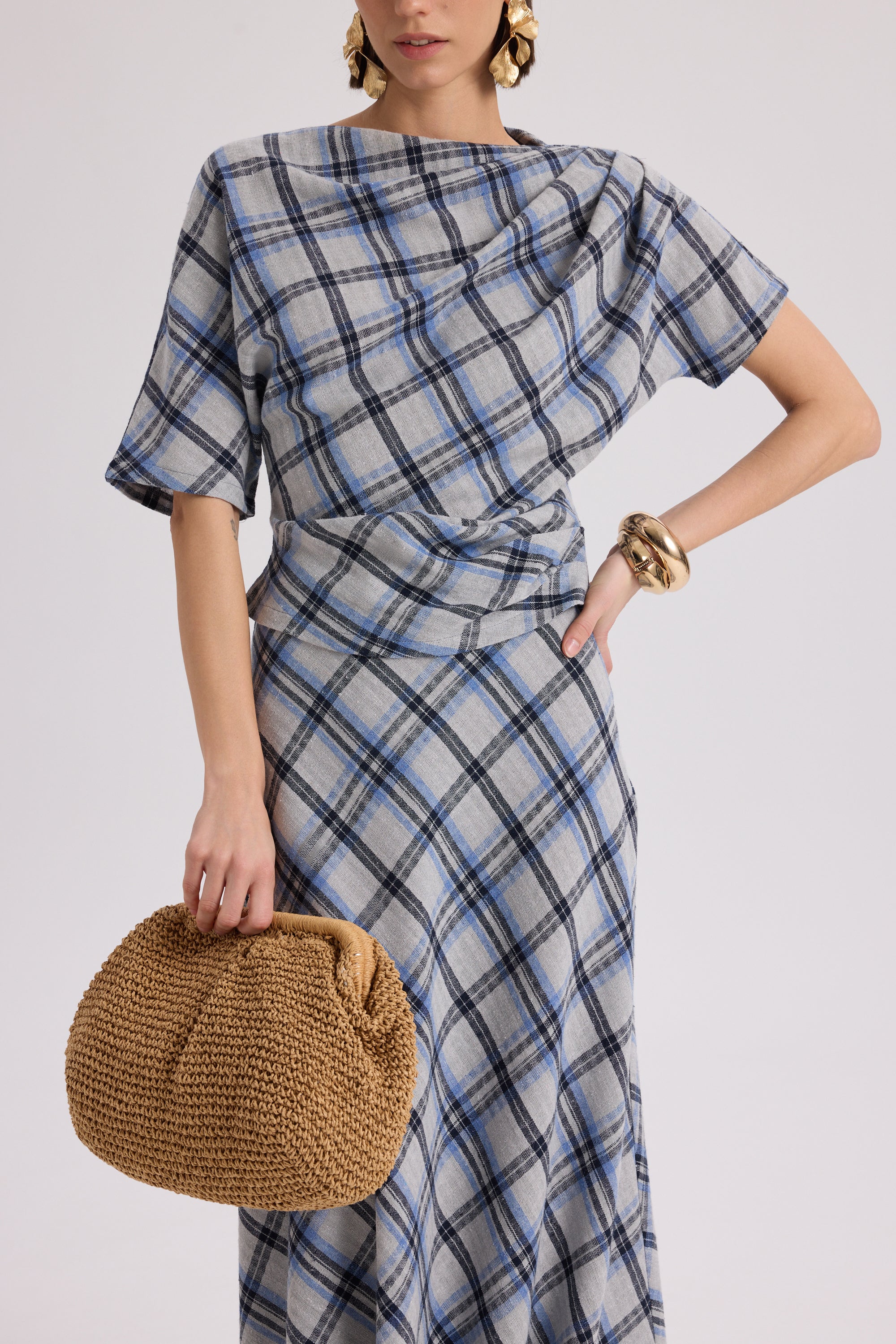 PETUNIA PLAID DRAPED SET