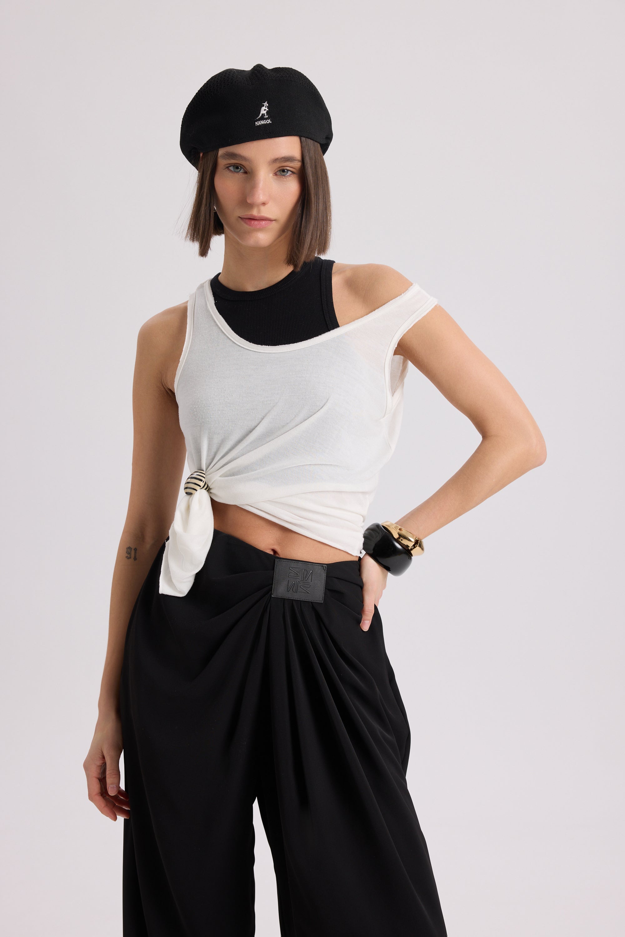 Draped Wide-Leg Trouser