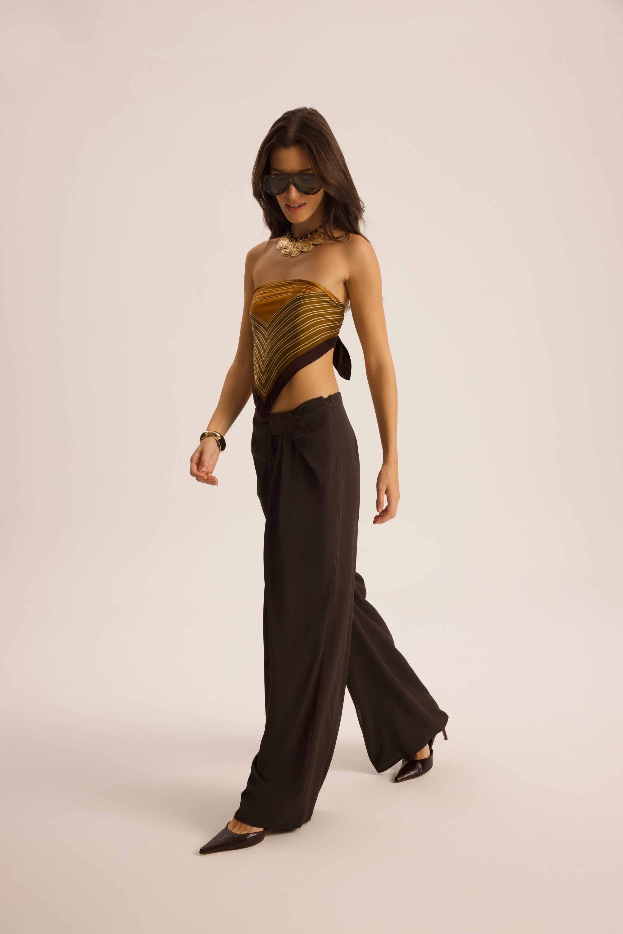 Draped Wide-Leg Trouser