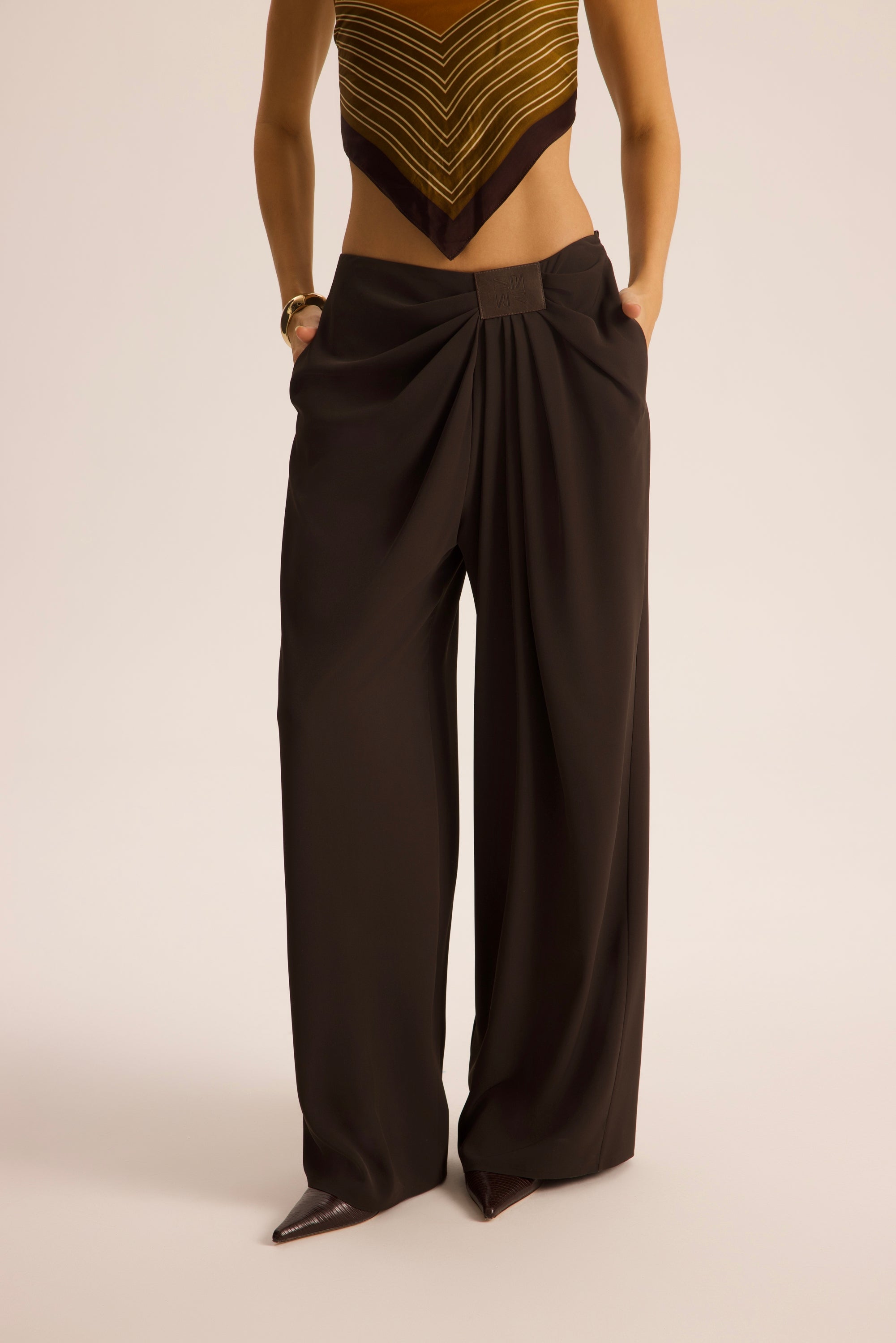 Draped Wide-Leg Trouser