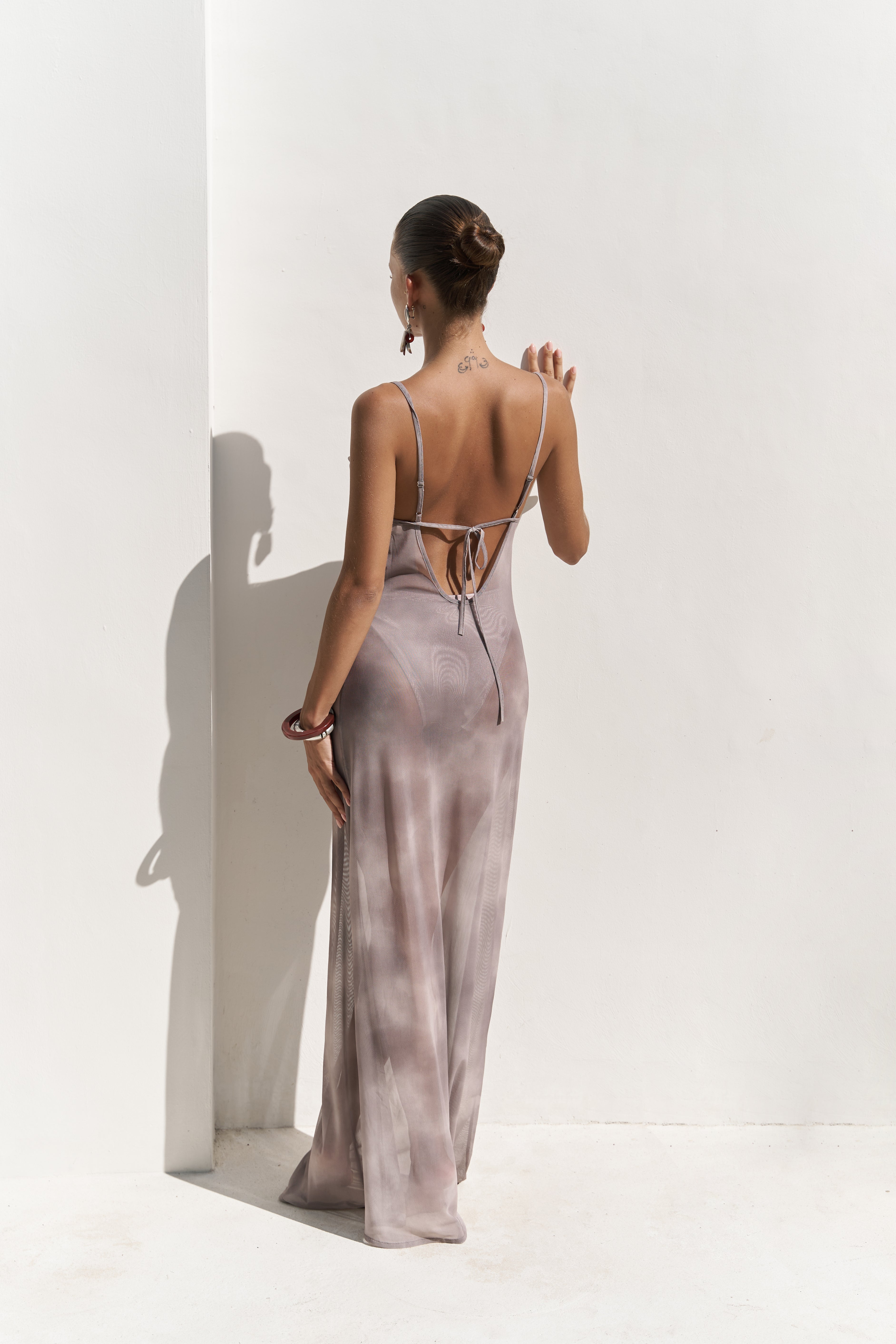 Celeste Sheer Tulle Dress – Smoke