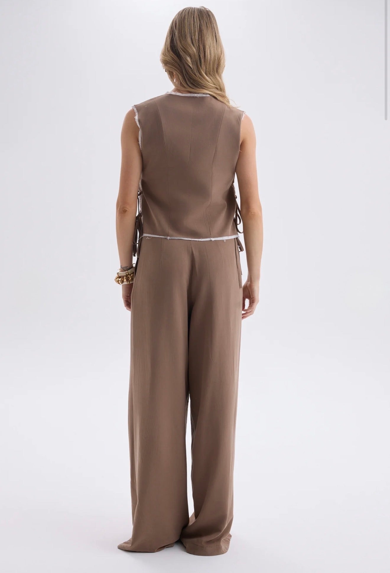 Tie-Front Vest & Wide-Leg Pant Set
