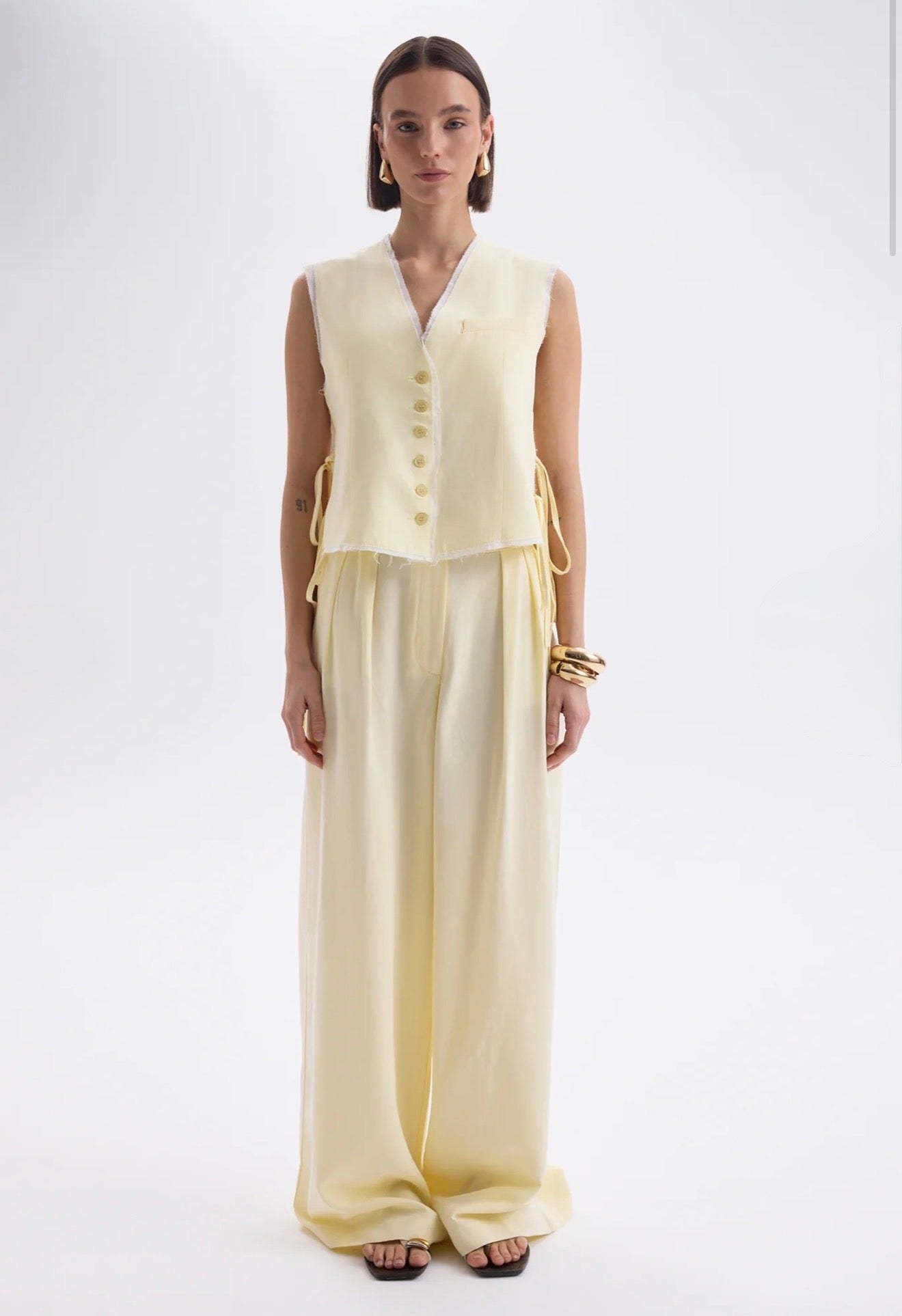 Tie-Front Vest & Wide-Leg Pant Set