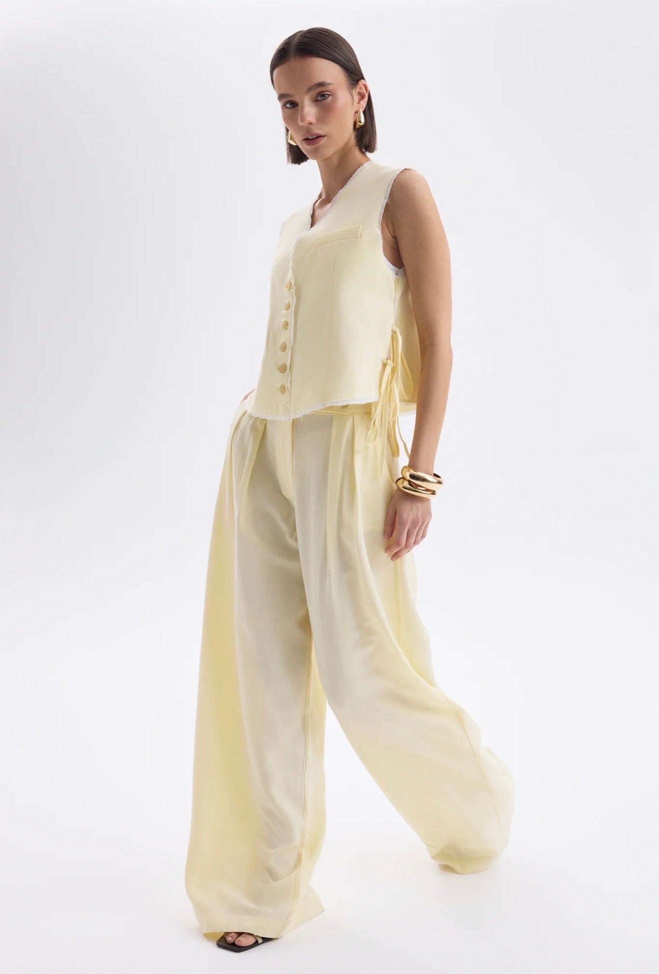 Tie-Front Vest & Wide-Leg Pant Set