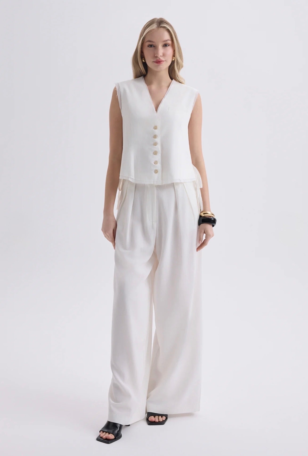 Tie-Front Vest & Wide-Leg Pant Set