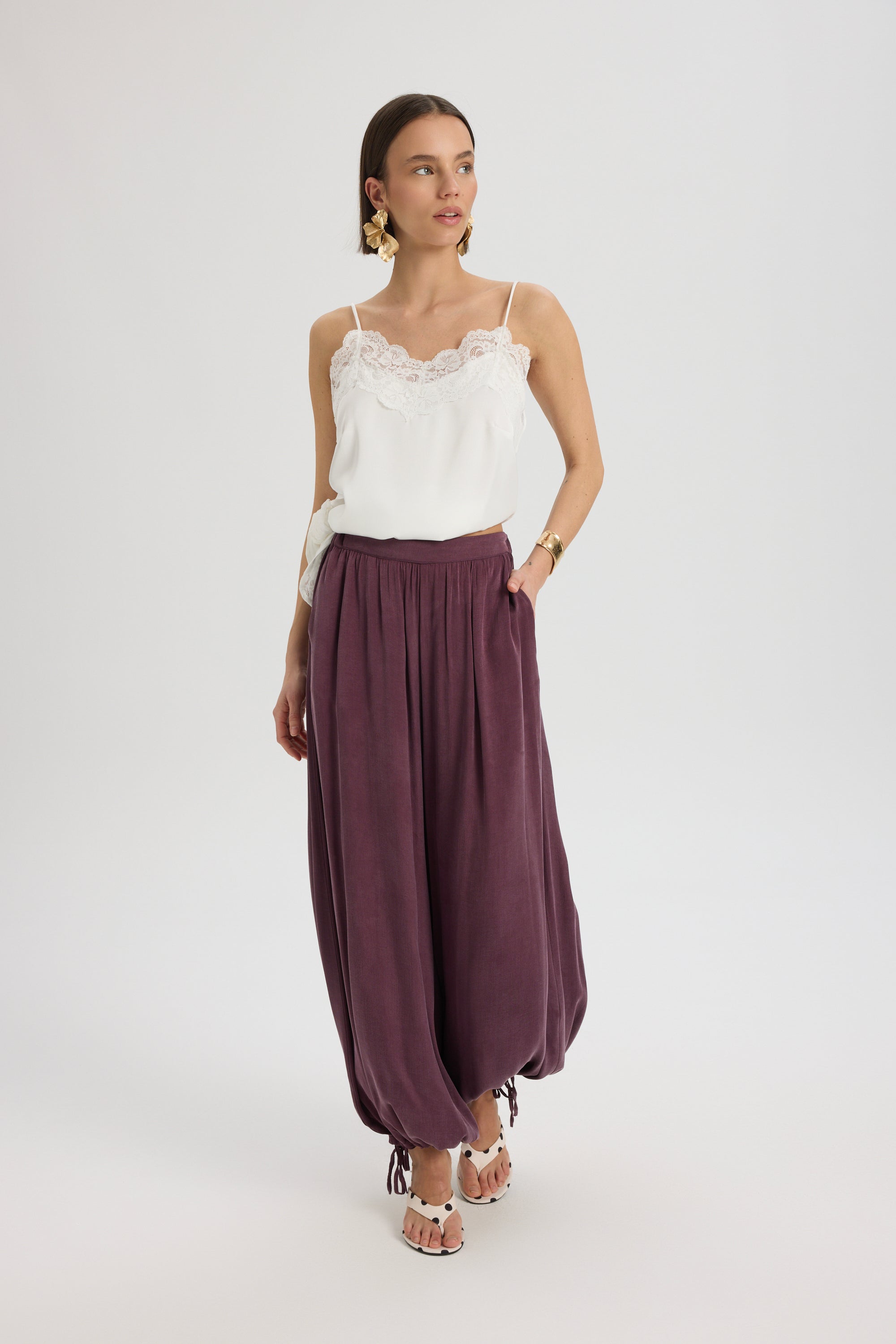 Draped Drawstring Trousers