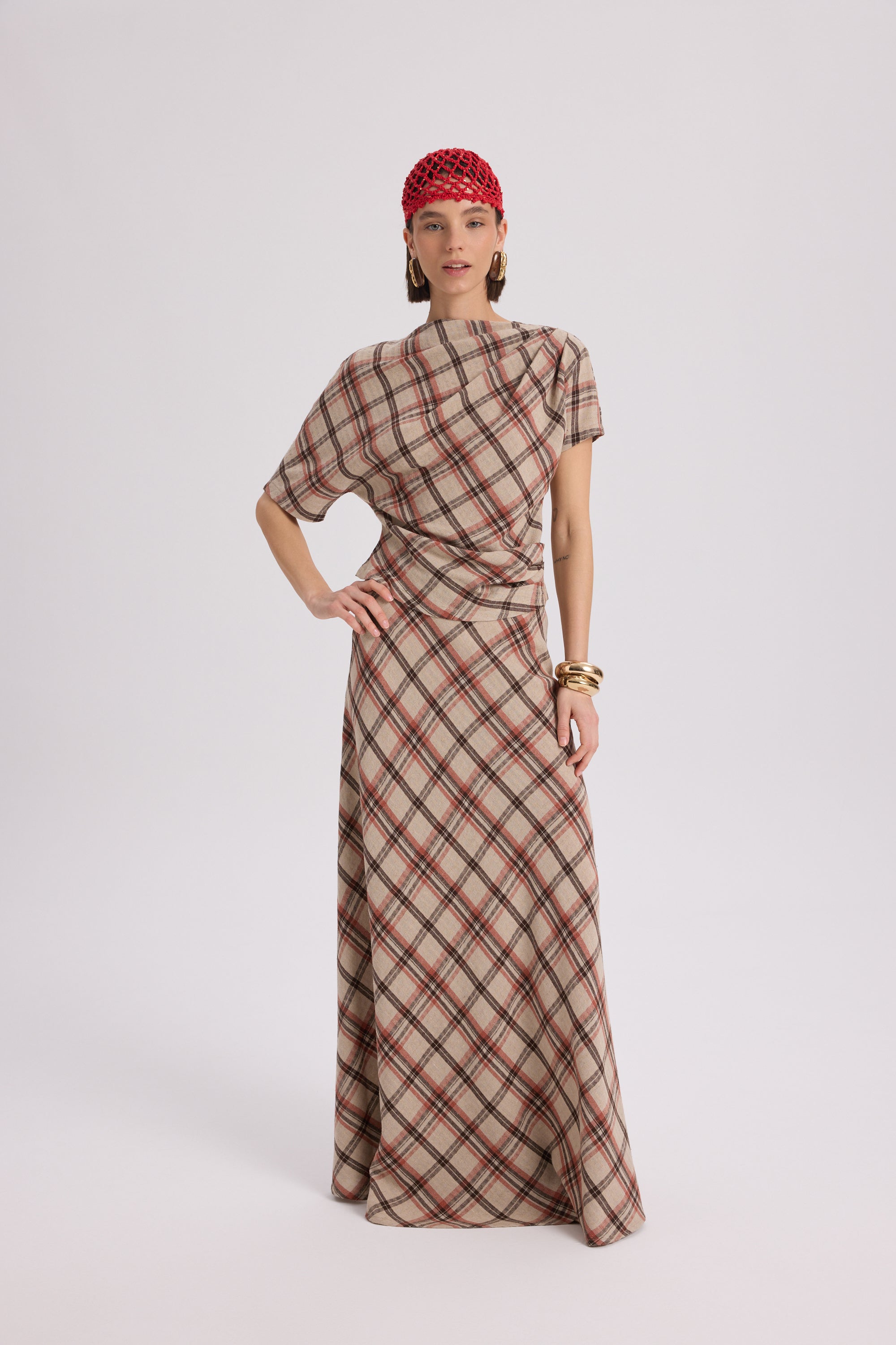 PETUNIA PLAID DRAPED SET