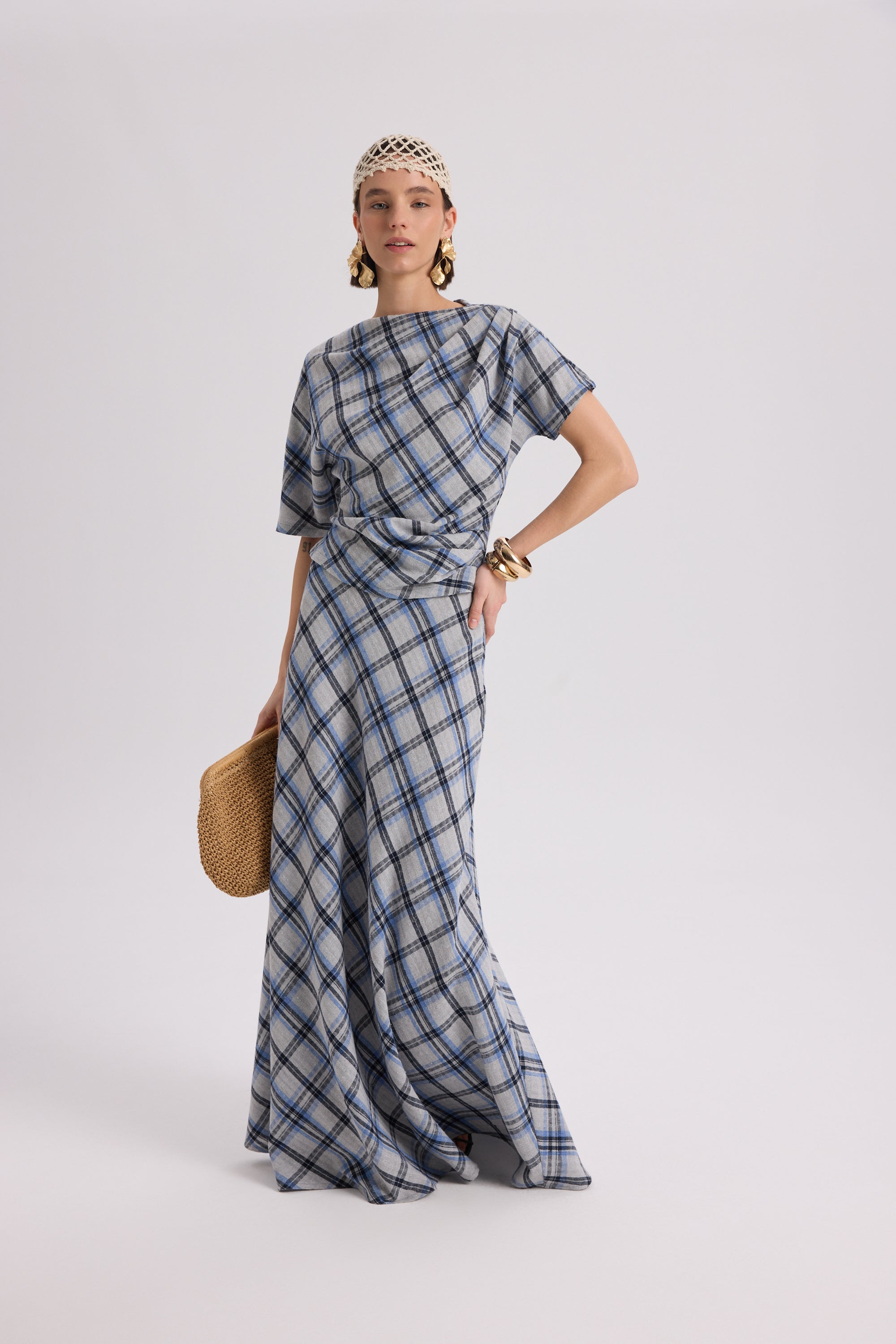 PETUNIA PLAID DRAPED SET