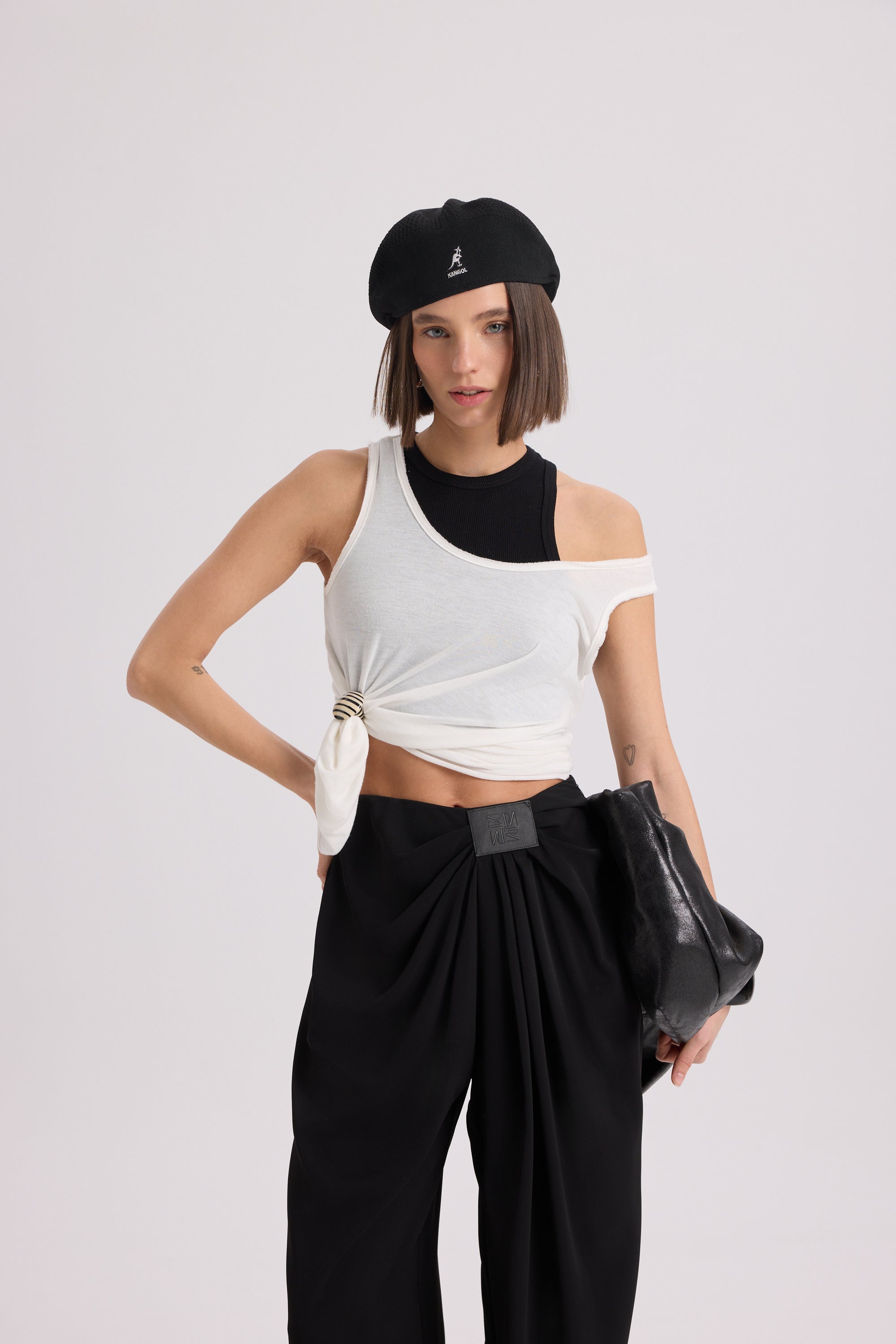 Draped Wide-Leg Trouser