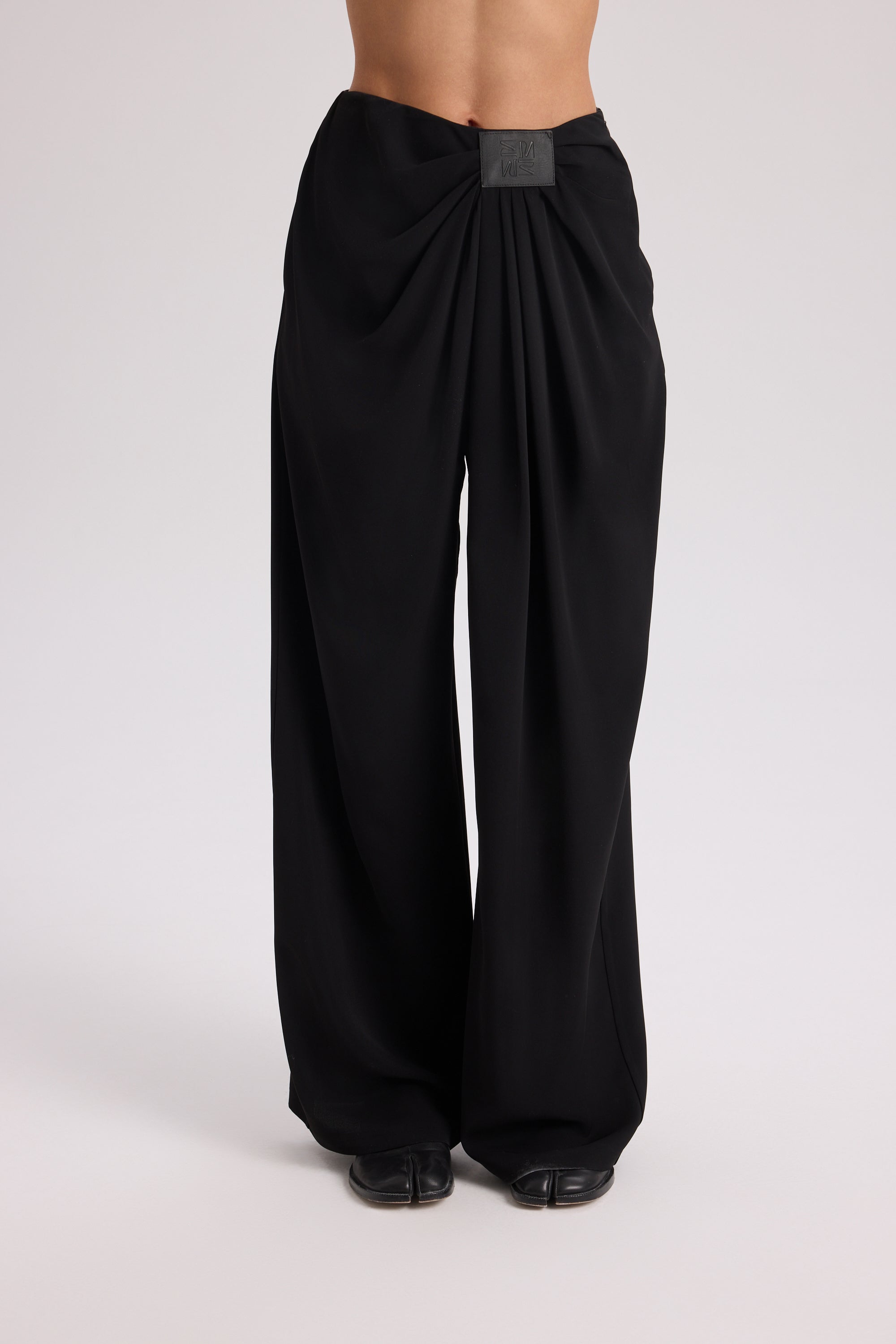 Draped Wide-Leg Trouser