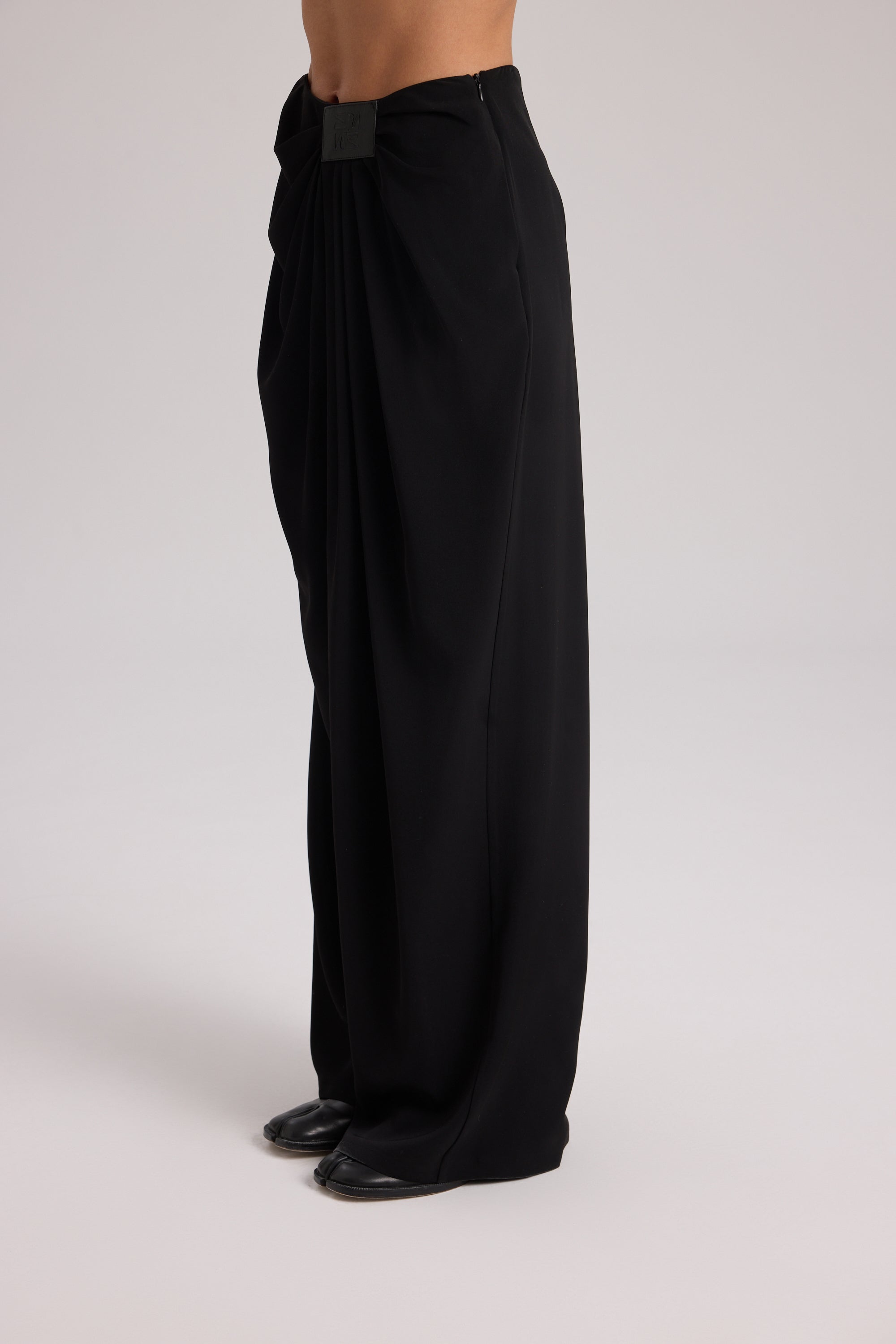 Draped Wide-Leg Trouser