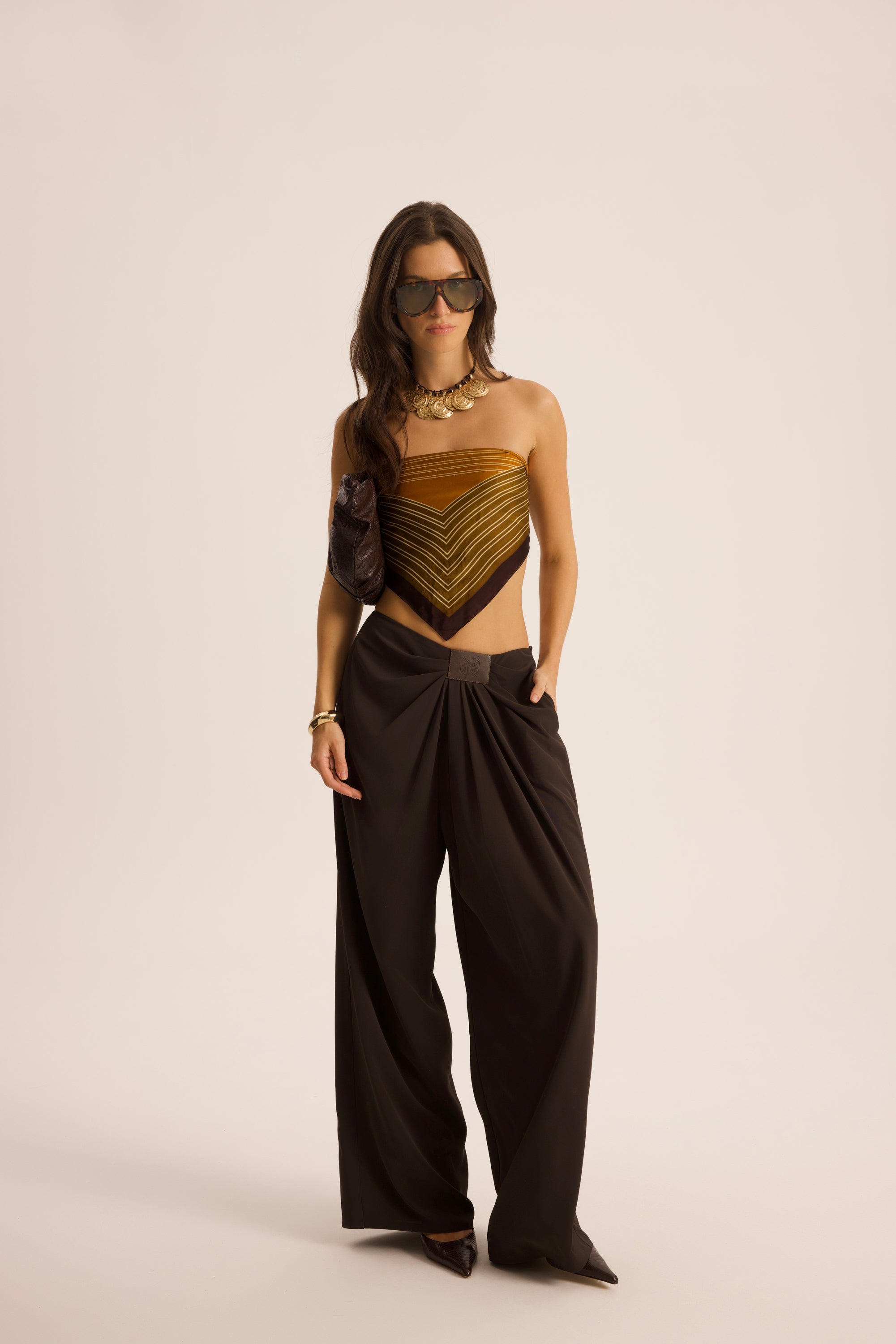 Draped Wide-Leg Trouser